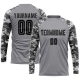 Custom Gray Black-Camo Sublimation Soccer Uniform Jersey