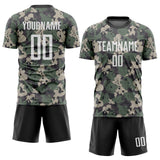 Custom Camo White-Black Sublimation Salute To Service Soccer Uniform Jersey