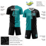 Custom Black Aqua-White Sublimation Split Fashion Soccer Uniform Jersey
