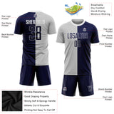 Custom Gray Navy-White Sublimation Split Fashion Soccer Uniform Jersey