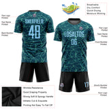 Custom Aqua Light Blue-Black Sublimation Soccer Uniform Jersey