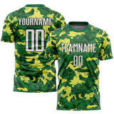Custom Camo White-Kelly Green Sublimation Salute To Service Soccer Uniform Jersey