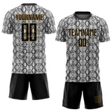 Custom Black Black-Old Gold Sublimation Snakeskin Soccer Uniform Jersey