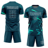 Custom Green Green-Aqua Sublimation Soccer Uniform Jersey