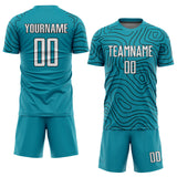 Custom Teal White-Black Green Sublimation Soccer Uniform Jersey