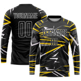 Custom Black Black-Gold Green Sublimation Soccer Uniform Jersey