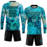 Custom Tie Dye Aqua-Black Sublimation Soccer Uniform Jersey