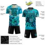 Custom Tie Dye Aqua-Black Sublimation Soccer Uniform Jersey