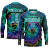 Custom Tie Dye Aqua-White Sublimation Soccer Uniform Jersey