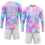 Custom Tie Dye White-Light Blue Sublimation Soccer Uniform Jersey