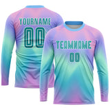 Custom Tie Dye Aqua-White Sublimation Soccer Uniform Jersey