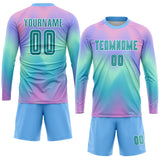 Custom Tie Dye Aqua-White Sublimation Soccer Uniform Jersey