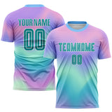 Custom Tie Dye Aqua-White Sublimation Soccer Uniform Jersey