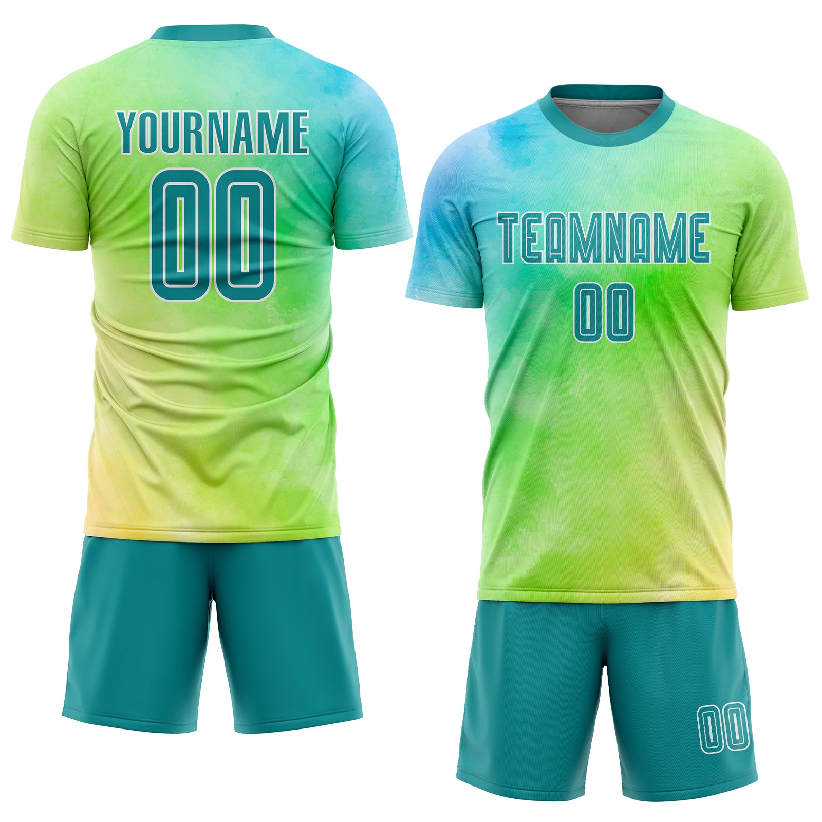 Custom Tie Dye Aqua-White Sublimation Soccer Uniform Jersey