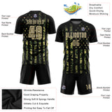 Custom Camo Vegas Gold-Black American Flag Fashion Sublimation Salute To Service Soccer Uniform Jersey