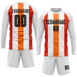 Custom White Black-Orange Sublimation Soccer Uniform Jersey