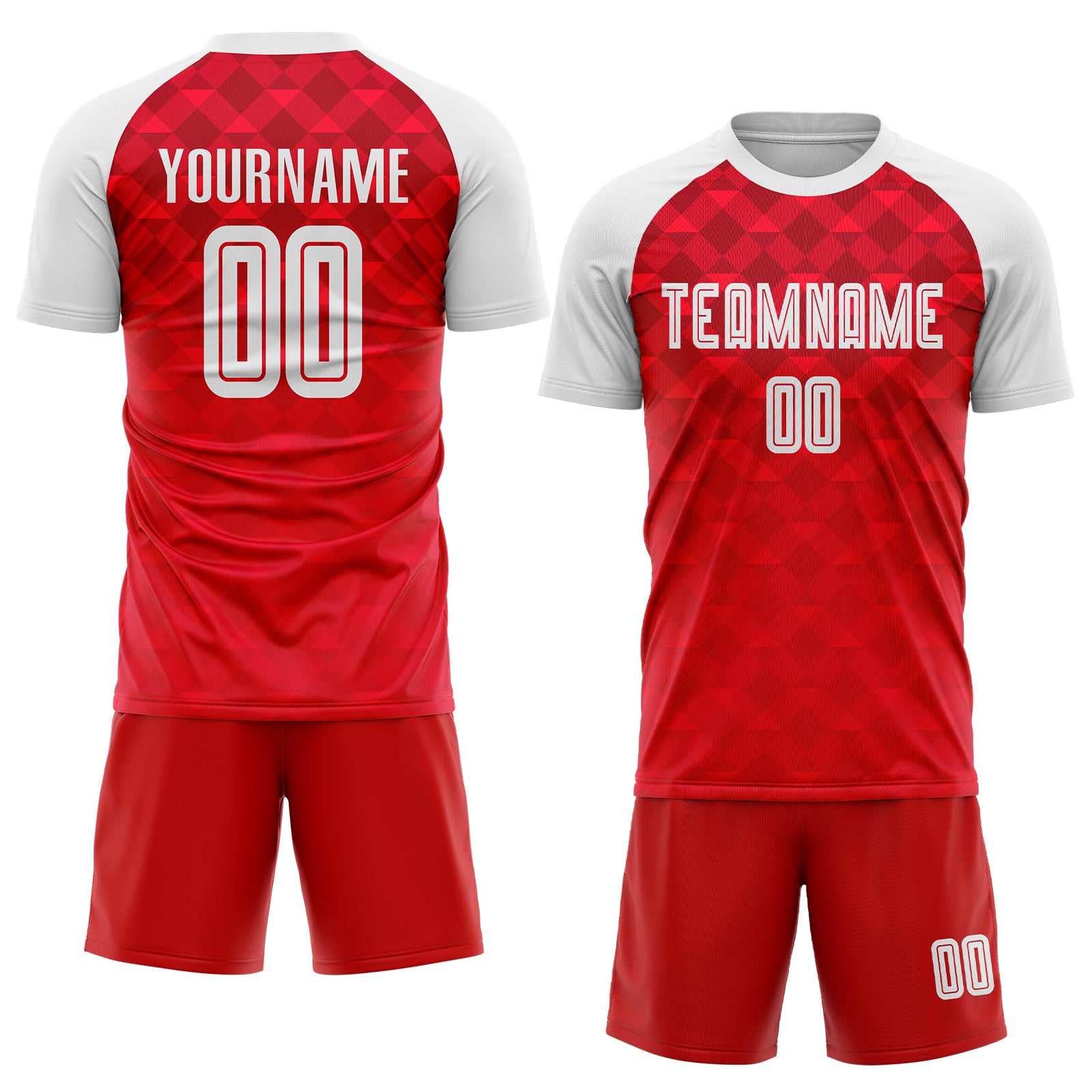 Custom Red White Away Sublimation Soccer Uniform Jersey