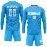 Custom Light Blue White Home Sublimation Soccer Uniform Jersey