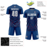 Custom Royal White-Red Away Sublimation Soccer Uniform Jersey