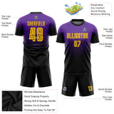 Custom Purple Gold-Black Sublimation Fade Fashion Soccer Uniform Jersey