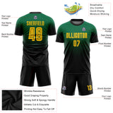 Custom Kelly Green Gold-Black Sublimation Fade Fashion Soccer Uniform Jersey