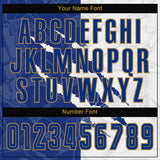 Custom Graffiti Pattern Royal White-Old Gold Scratch Sublimation Soccer Uniform Jersey
