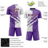 Custom Graffiti Pattern Purple White-Old Gold Sublimation Soccer Uniform Jersey