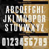 Custom Graffiti Pattern White Black-Old Gold Scratch Sublimation Soccer Uniform Jersey