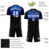 Custom Black White-Royal Sublimation Soccer Uniform Jersey