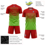 Custom Neon Green Red Sublimation Soccer Uniform Jersey