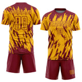 Custom Gold Crimson Sublimation Soccer Uniform Jersey