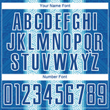 Custom Blue Light Blue-White Ethnic Stripes Sublimation Soccer Uniform Jersey
