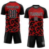 Custom Red Black-White Animal Print Sublimation Soccer Uniform Jersey
