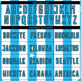 Custom White Sky Blue-Black Stars And Squares Sublimation Soccer Uniform Jersey