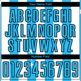 Custom White Sky Blue-Black Stars And Squares Sublimation Soccer Uniform Jersey