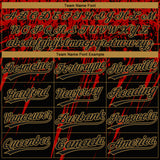 Custom Black Black Red-Old Gold 3D Pattern Two-Button Unisex Softball Jersey
