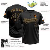 Custom Black Black-Old Gold Two-Button Unisex Softball Jersey