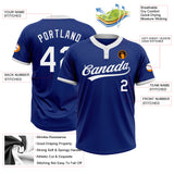 Custom Royal White Two-Button Unisex Softball Jersey
