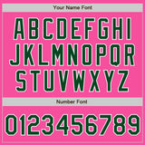Custom Pink Green-White Two-Button Unisex Softball Jersey