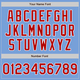 Custom Light Blue Red-White Two-Button Unisex Softball Jersey
