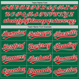 Custom Kelly Green Red-White Two-Button Unisex Softball Jersey