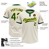 Custom Cream Green-Gold Two-Button Unisex Softball Jersey