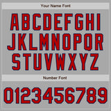Custom Gray Red-Navy Two-Button Unisex Softball Jersey