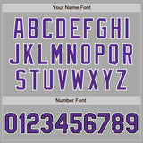 Custom Gray Purple-Black Two-Button Unisex Softball Jersey