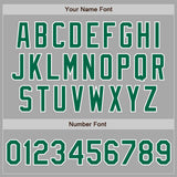 Custom Gray Kelly Green-White Two-Button Unisex Softball Jersey