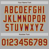 Custom Gray Crimson-Gold Two-Button Unisex Softball Jersey