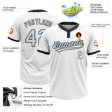 Custom White Silver-Black Two-Button Unisex Softball Jersey