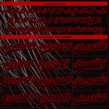 Custom Black Black-Red 3D Pattern Two-Button Unisex Softball Jersey
