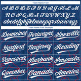 Custom US Navy Blue White-Red 3D Pattern Two-Button Unisex Softball Jersey