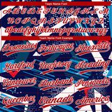 Custom Navy Red-White 3D Pattern Two-Button Unisex Softball Jersey